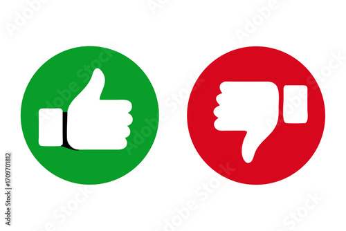 Thumb up and thumb down icon. Thumb like button. Dislike symbol. Vector illustration