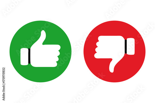 Thumb up and thumb down icon. Thumb like button. Dislike symbol. Vector illustration