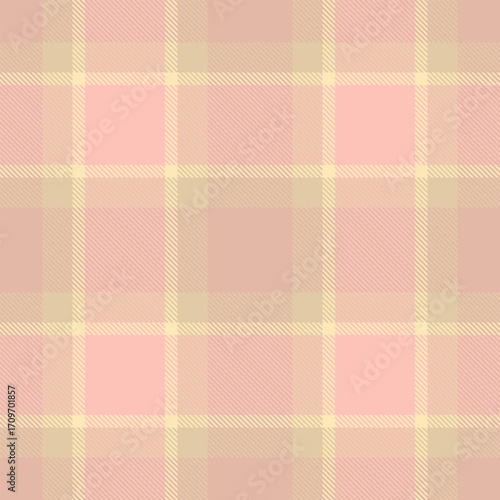 Intense background texture textile, softness plaid tartan seamless. Menswear fabric vector check pattern in light and moccasin colors.