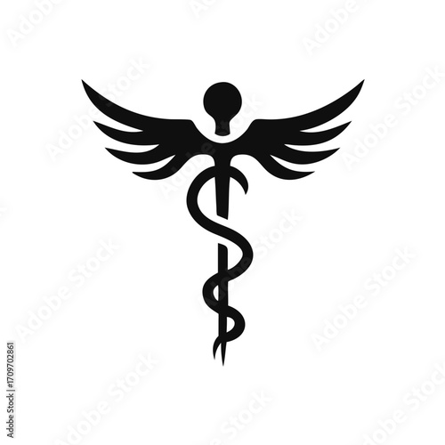 caduceus medical icon vector symbol