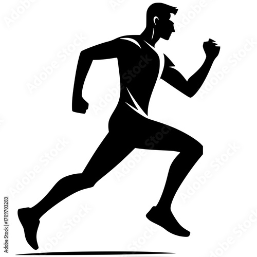 Dynamic Strider: The silhouette of an athletic figure captures the essence of speed and strength in full stride, embodying the drive for health and fitness.