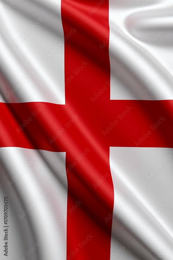 Obraz premium England Flag - White and Red Cross on White Background - Waving Fabric Texture