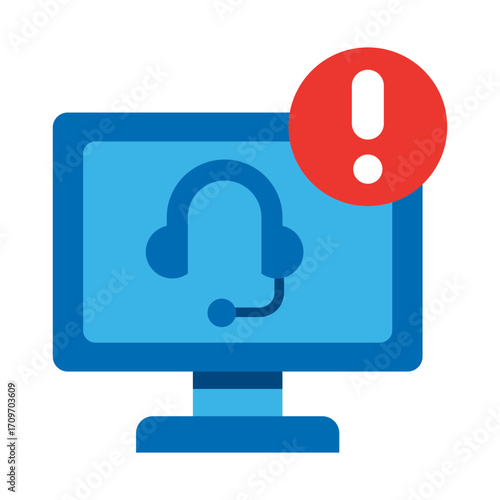 Online customer support alert Flat icon for live assistance, service notification, and help desk, vector.