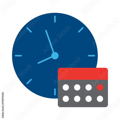 Time management Flat icon for scheduling, planning, calendar events, and productivity tracking, vector.