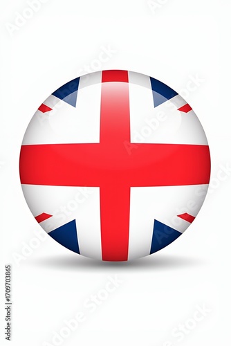 **  Glossy Sphere with United Kingdom Flag