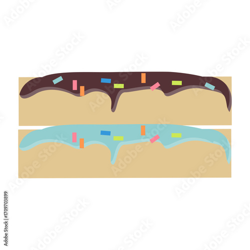 Deliciously simple illustrations of two decorated pastry slices with sprinkles