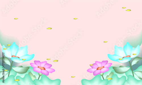 Abstract art background foliage luxury minimal background with flower line illustration art