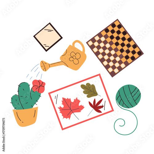 Crafting Hobbies Cactus, Watering Can, and Leaf Art