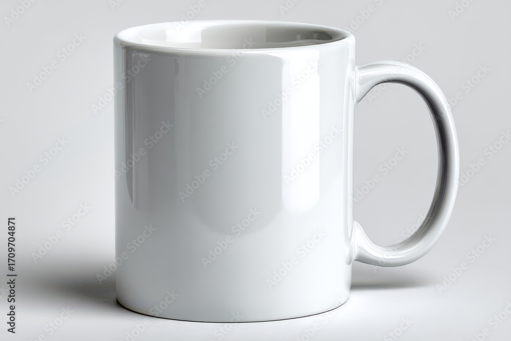 Fototapeta premium White ceramic mug isolated on a plain background for design mockup