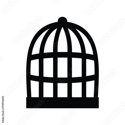 Simple black birdcage silhouette representing captivity freedom or containment concept