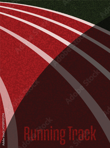 Running track poster with texture of rubber running line vector illustration