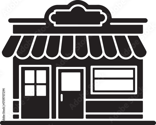 Detailed Storefront Icon Vector with Signage and Window Display for Business and Retail Design