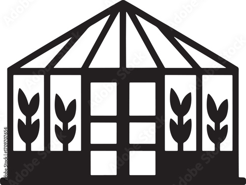 Greenhouse Silhouette Vector Illustration Cultivating Plants in a Garden Structure for Growing Food