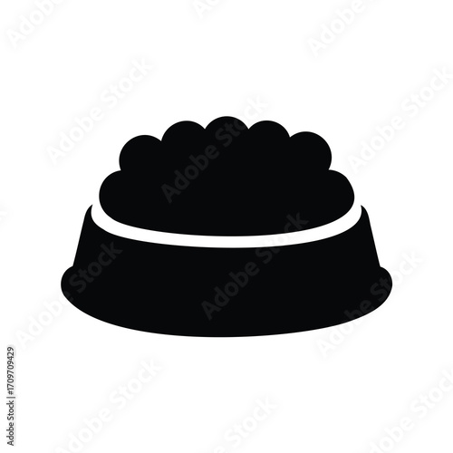 Full pet food bowl is an inviting sight, feeding time symbol