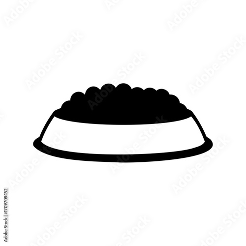 Simple and minimalistic black and white vector illustration of a pet food bowl