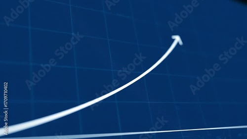 Animated Financial Growth Chart Displaying Exponential Increase on Blue Grid Background