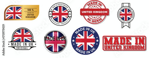 Title	
Authentic British Product Label ,UK Stamp Vector, UK Ribbon Banner - Royal Patriotic Design Vector, Classic British Engineering Badge - Made in UK Vector Art, Elegant UK Emblem ,