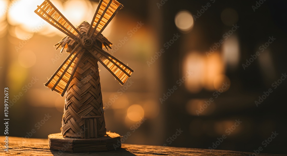 Obraz premium Mini windmill made of coconut leaves