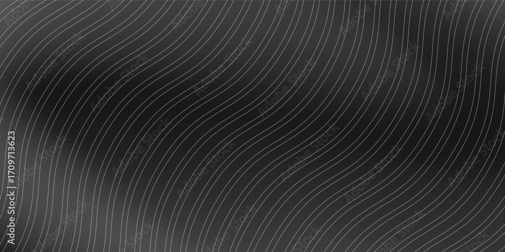 Obraz premium Abstract monochrome metalic dark background waves line concept. Modern concept stripes line. Simple lines wallpaper. Vector illustration.