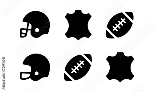 Minimalist icons of american football gear and equipment