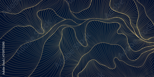 Luxury abstract vector background, golden waves, elegant line texture, Japanese and oriental design. Premium wallpaper, poster, cover and stylish template.