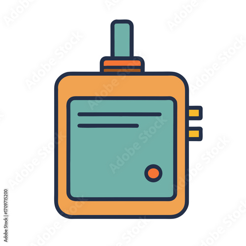 Simple flat icon of a portable electronic device with a screen and buttons