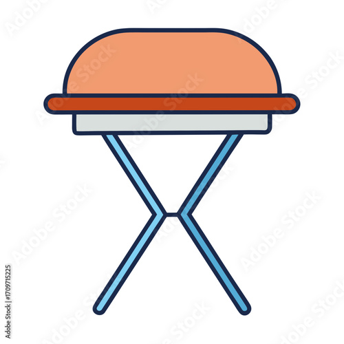Simple cartoon icon of a portable grill on a transparent background