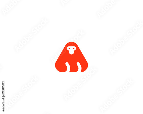 Abstract monkey face minimalistic logo. Creative letter M logotype. Universal primate ape vector sign.