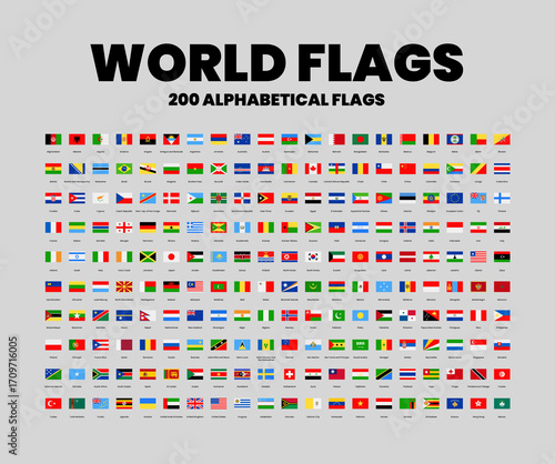 Tapety artystyczne World flags 200 alphabetical flags 