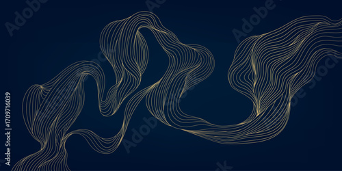 Luxury abstract vector background, golden waves, elegant line texture, Japanese and oriental design. Premium wallpaper, poster, cover and stylish template