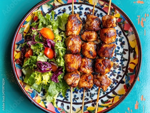 Grilled chicken skewers with a side salad (1)