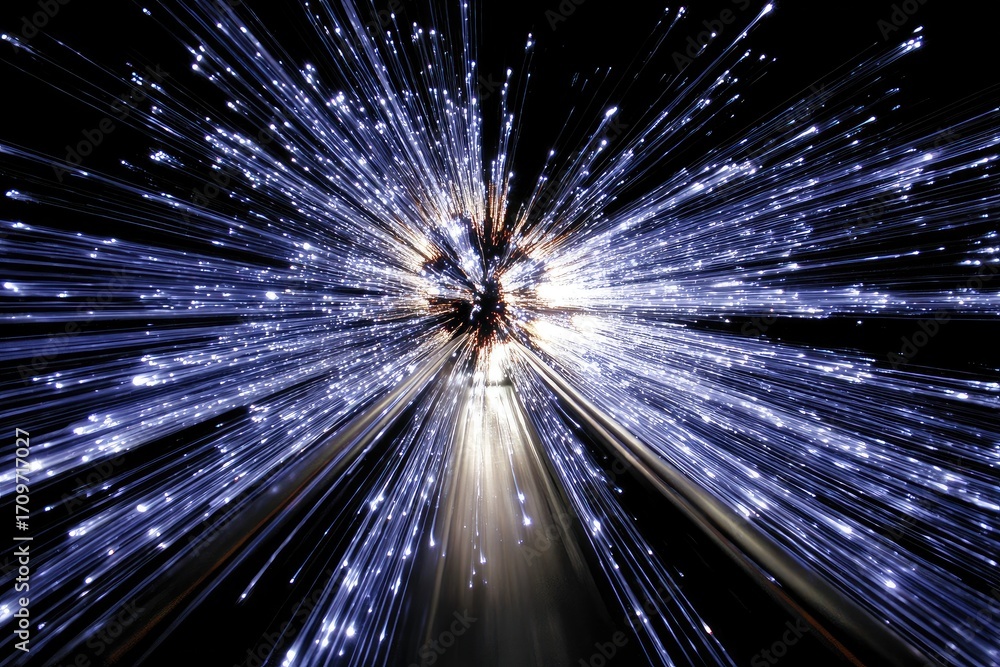 Obraz premium Radiant light streaks explode outward from center