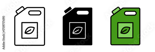 Biofuel canister sign icon set. Biodiesel fuel vector icon.