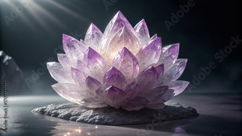 Wallpaper Mural Luminous Amethyst Crystal Lotus on Stone Torontodigital.ca