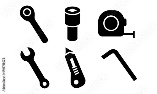 Handy toolkit icons: essential silhouettes for a modern minimalist toolbox