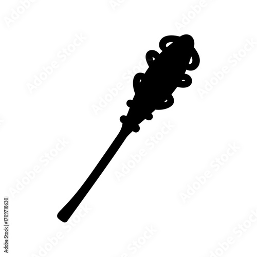 Stylized black silhouette of a magical mace weapon, fantasy game item
