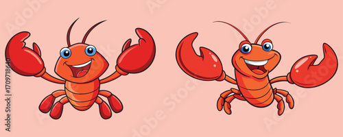 Cartoon Crab Characters – Funny Seafood Illustration, Cute Crustacean Cartoon Vector, Kids Friendly Crab Cartoon, Red Crab Animal Clipart, Smiling Sea Animal Cartoon Design, Kids Funny Marine Cartoon 