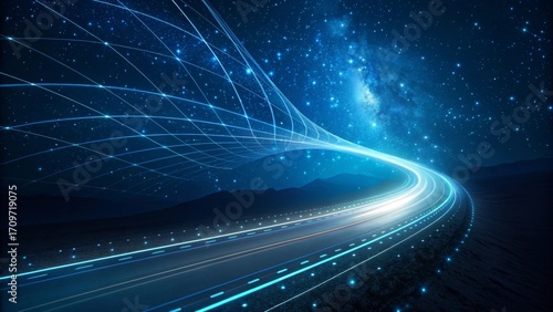 Wallpaper Mural Futuristic Digital Highway Under Starry Cosmic Sky Torontodigital.ca