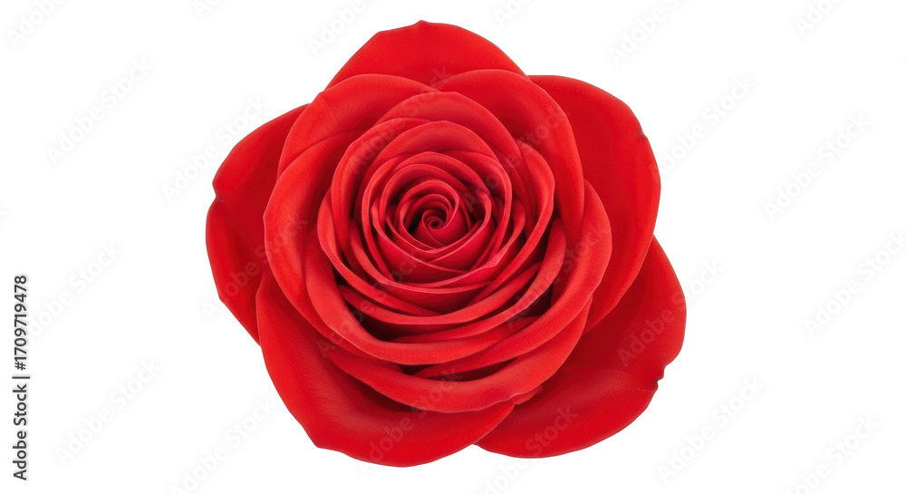 Fototapeta premium Isolated gorgeous red rose blossom, beautiful elegant bloom, romantic flower in love concept