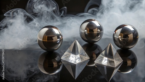 Wallpaper Mural Reflective Spheres and Prisms in Ethereal Smoke Torontodigital.ca