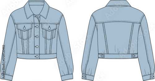 Shop women's light blue cropped denim jacket fashion online