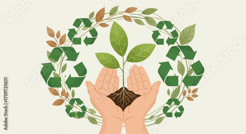 hand with green tree