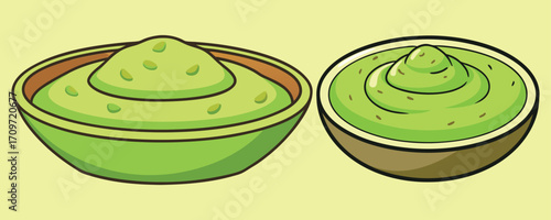 Cartoon Guacamole Bowl Illustration – Cute Food Clipart Design, Funny Avocado Dip Cartoon, Child Friendly Nachos Sauce Vector Art, Mexican Dip Cartoon Illustration, Cute Funny Food Dip Dish, Avocado S