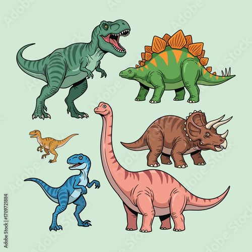 HandDrawn Dinosaur Cartoon Illustrations Collection
