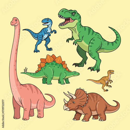 Cartoon Dinosaur Vector Illustration Collection
