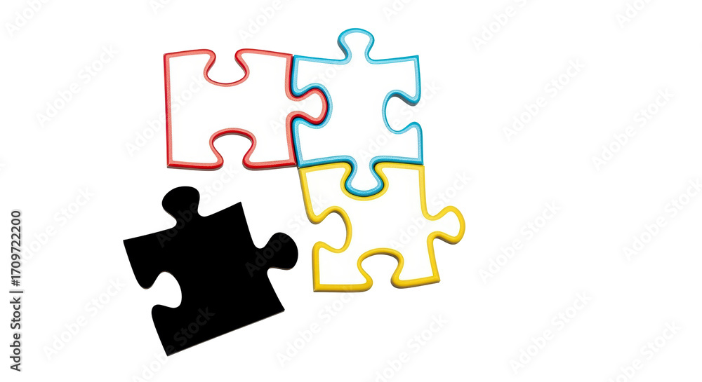 Fototapeta premium Isolated jigsaw pieces depicting solution, connection, partnership or missing element