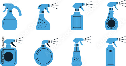 Spray bottle vector set cleaning product illustration icon