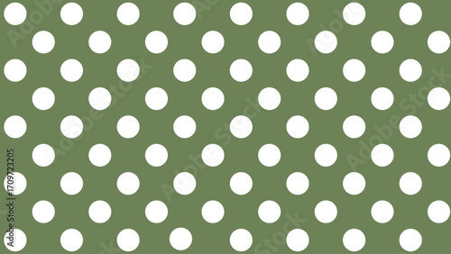 Green seamless pattern with white drops. Polka dot background. Cute wallpaper with circle.