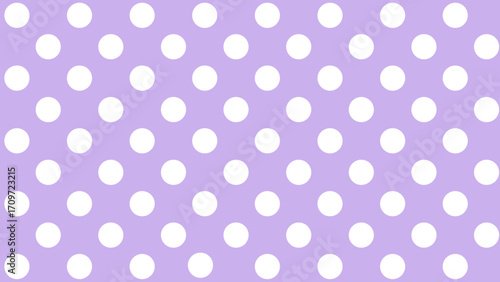 Purple seamless pattern with white drops. Polka dot background. Cute wallpaper with circle.