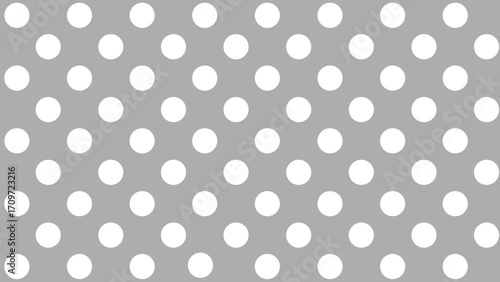 Grey seamless pattern with white drops. Polka dot background. Cute wallpaper with circle.